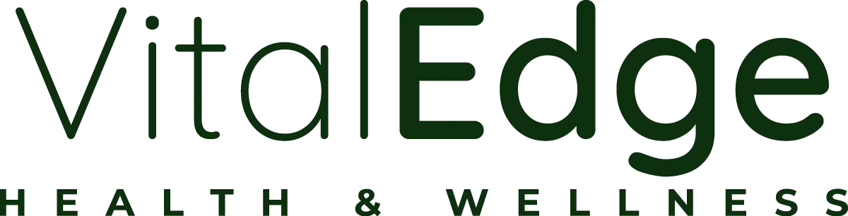 dark green VitalEdge Health and Wellness logo on transparent background